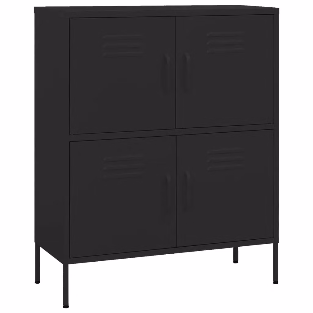 Berkfield Home Freestanding Metal Storage Cabinet in Black, W/D/H: 80 x 35 x 101.5 cm – 2