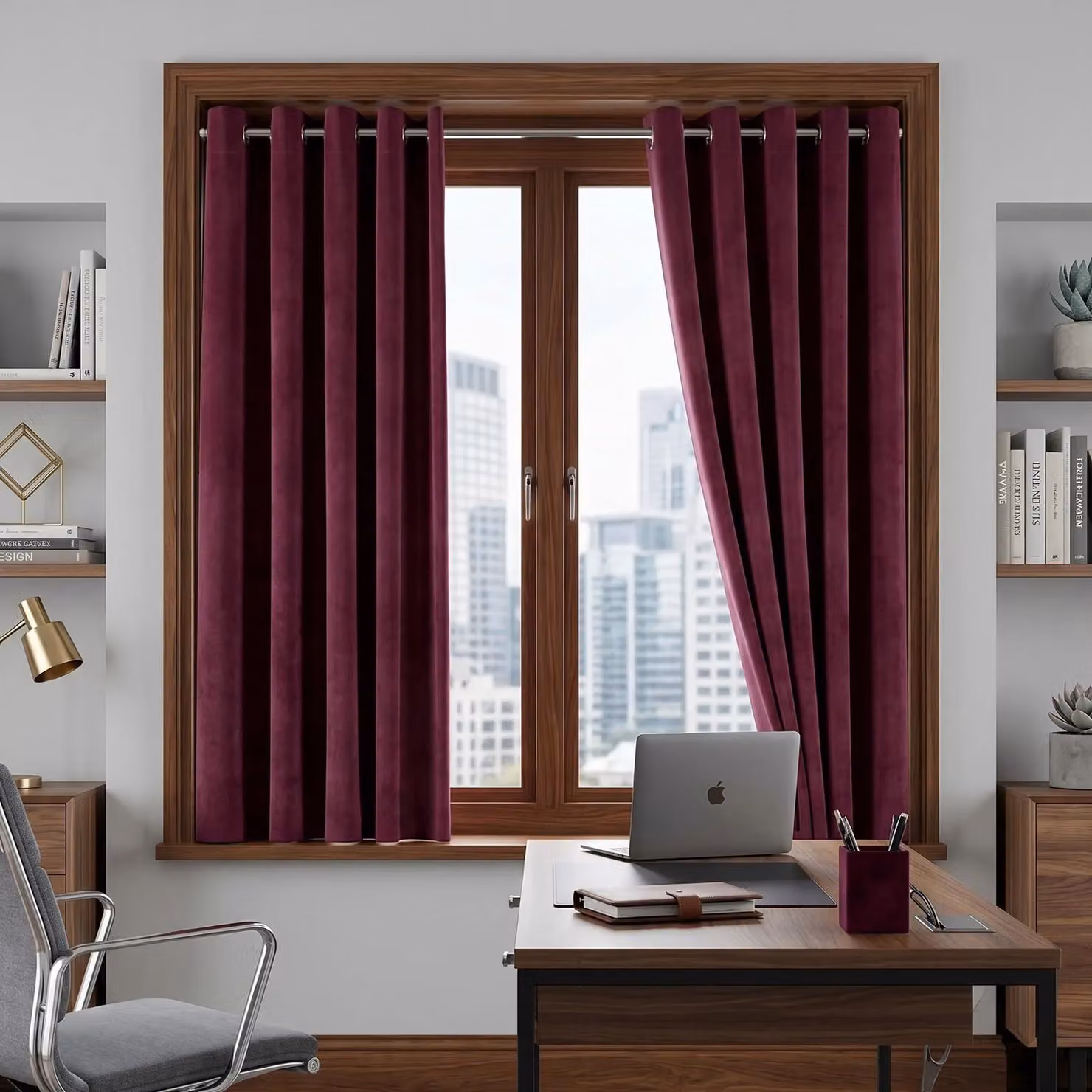 Luxury Living Velvet Chenille Eyelet Curtains, Pair, Purple, Width: 142 cm, Drop: 137 cm – 4