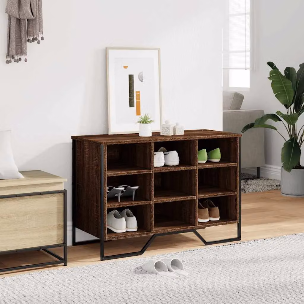 Berkfield Home Industrial Shoe Cabinet in Brown Oak, W/D/H: 90 x 38 x 61.5 cm – 3