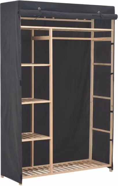 Berkfield Home Grey Fabric Wardrobe with Roll Shutter Doors, W/D/H: 110 x 40 x 170 cm – 1