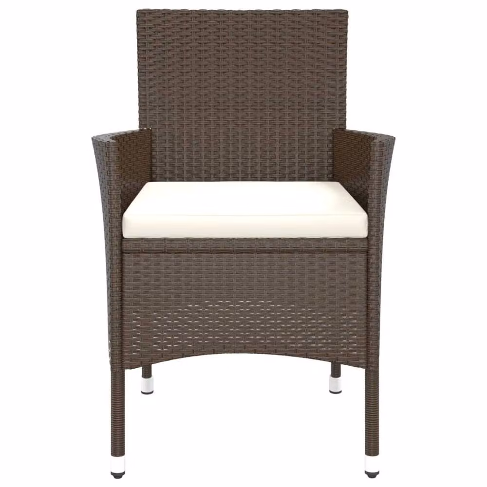 Berkfield Home Beautiful Garden Chairs with Cushions, Set of 4, Brown Poly Rattan and Metal – 4