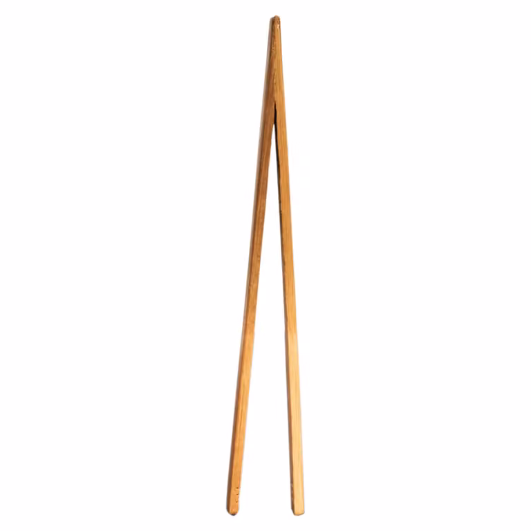 The Qi Bamboo Tongs in Brown, 17.78 x 17.78 x 17.78 cm