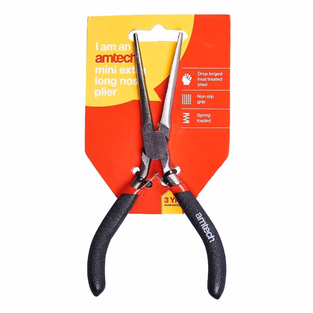 Amtech Mini Extra Long Nose Pliers with Spring in Multicolour – 2