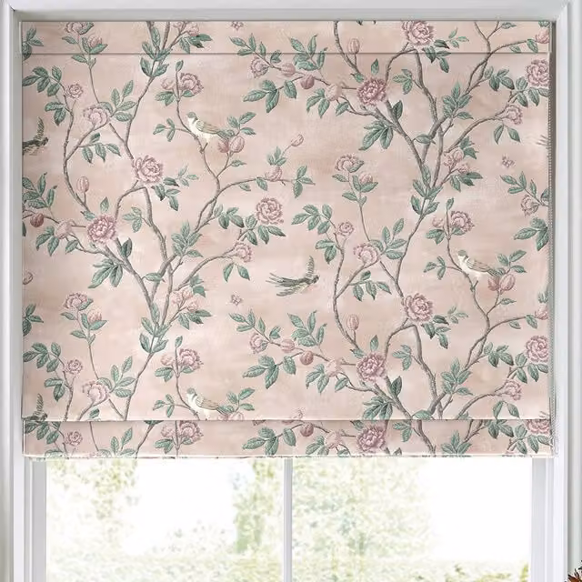 Laura Ashley Eglantine Made to Measure Blackout Roman Blind in Pink Floral Design