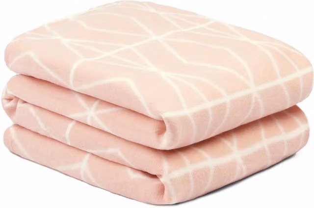 Dreamscene Soft Geo Geometric Fleece Throw Blanket in Light Pink