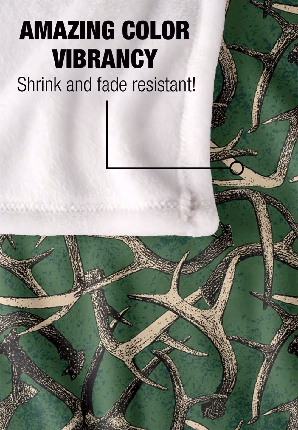 JQ Licensing Deer Antlers Hunting Pattern Super Soft Fleece Throw Blanket, White, W/D/H: 152 x 127 cm – 3