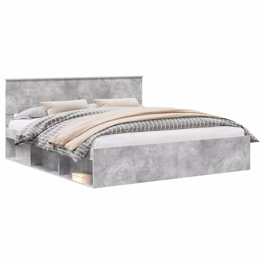 Berkfield Home Modern Bed Frame with Headboard in Grey Engineered Wood, W/D/H: 180 x 200 cm – 2