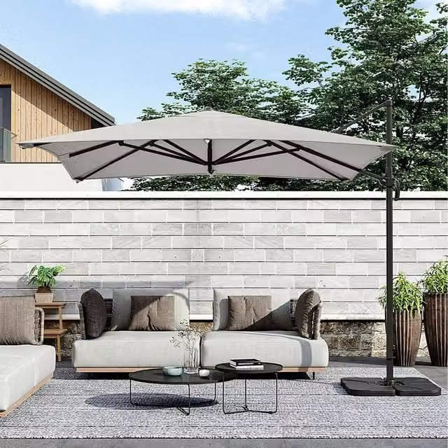 Breeins Adjustable Cantilever Parasol with 4-Piece Base in Grey