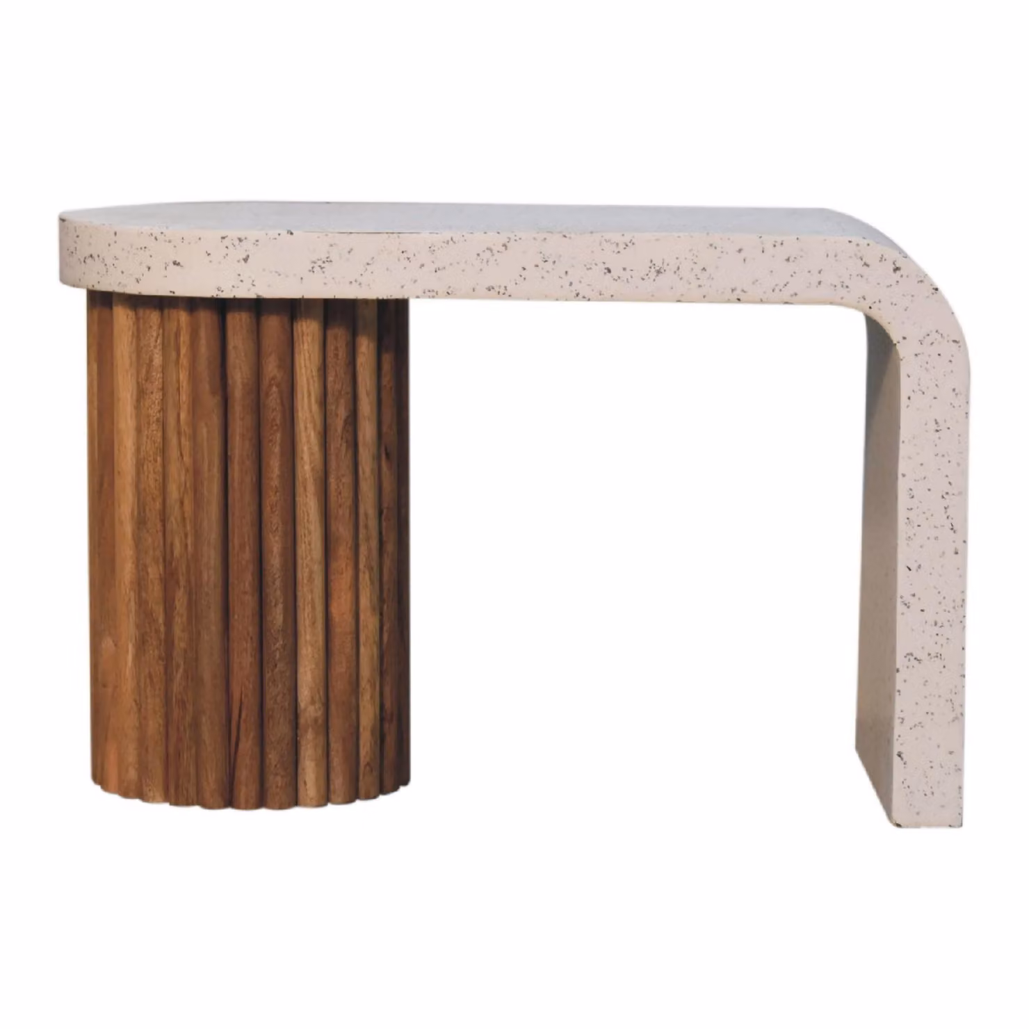 Aosom UK Solid Mango Wood Coffee Table with Hand-painted Terrazzo Top in Brown and White, W/D/H: 70 x 30 x 45 cm – 5