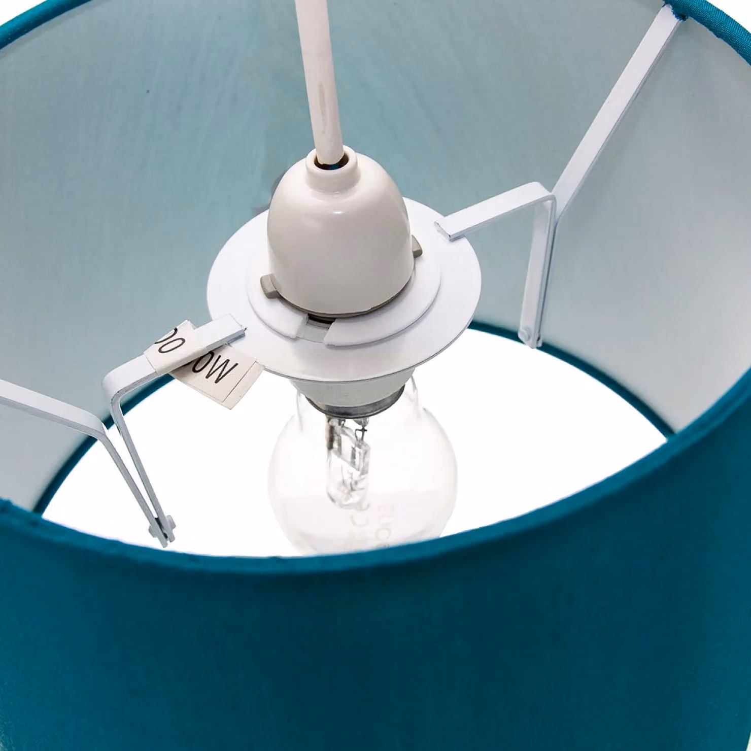 Happy Homewares Traditionally Designed Drum Lamp Shade in Petrol Blue Faux Silk Fabric, Diameter: 20.32 cm – 3
