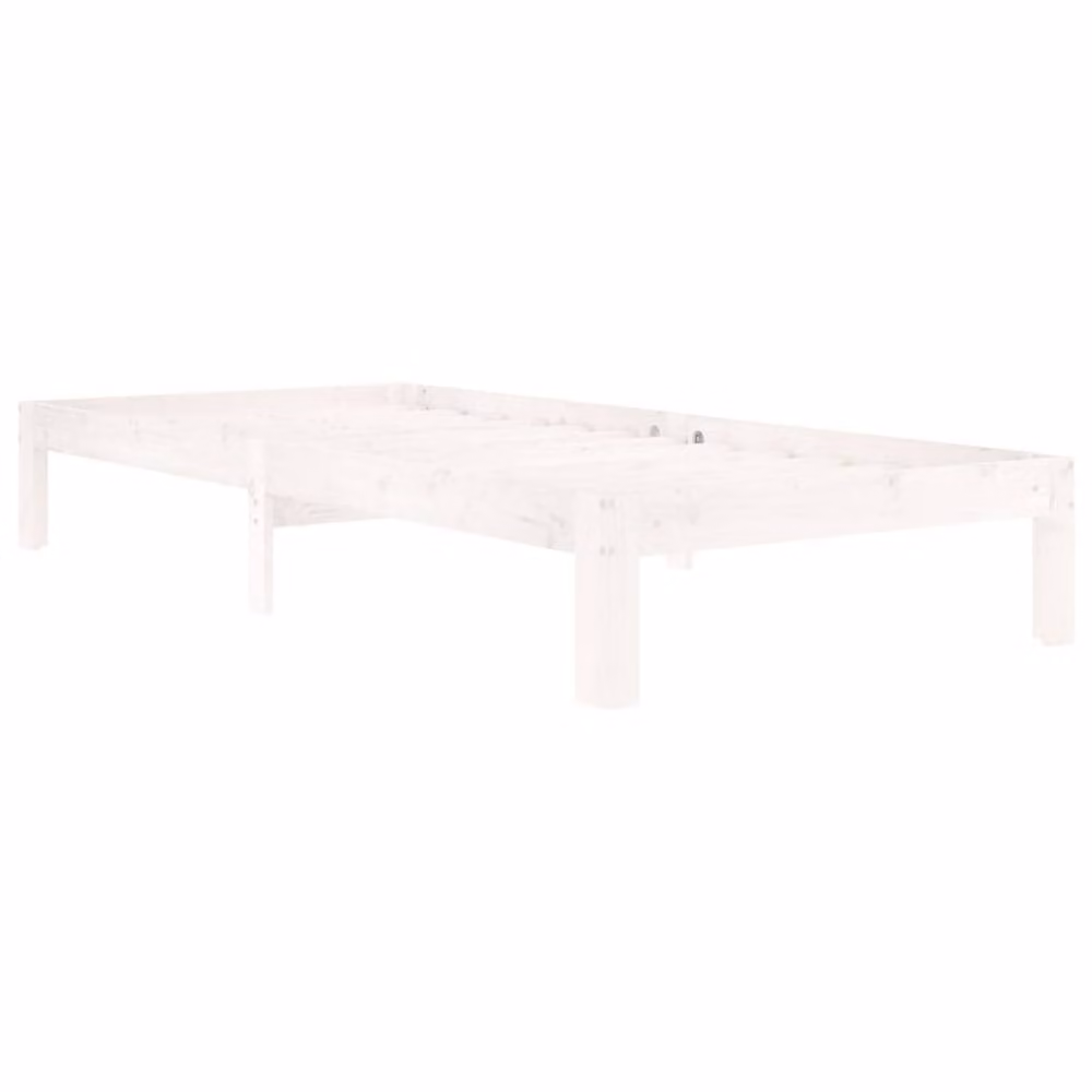 Berkfield Home White Solid Wood Pine Bed Frame W: 90 cm, D: 200 cm – 3