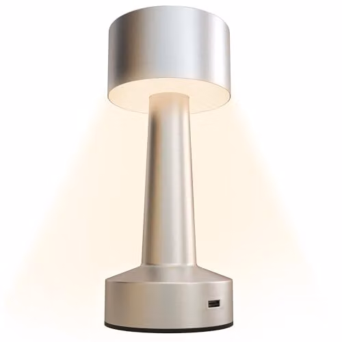 HOMCOM Rechargeable LED Cordless Table Lamp with Touch Control and 3 Colour Modes in Silver – 1