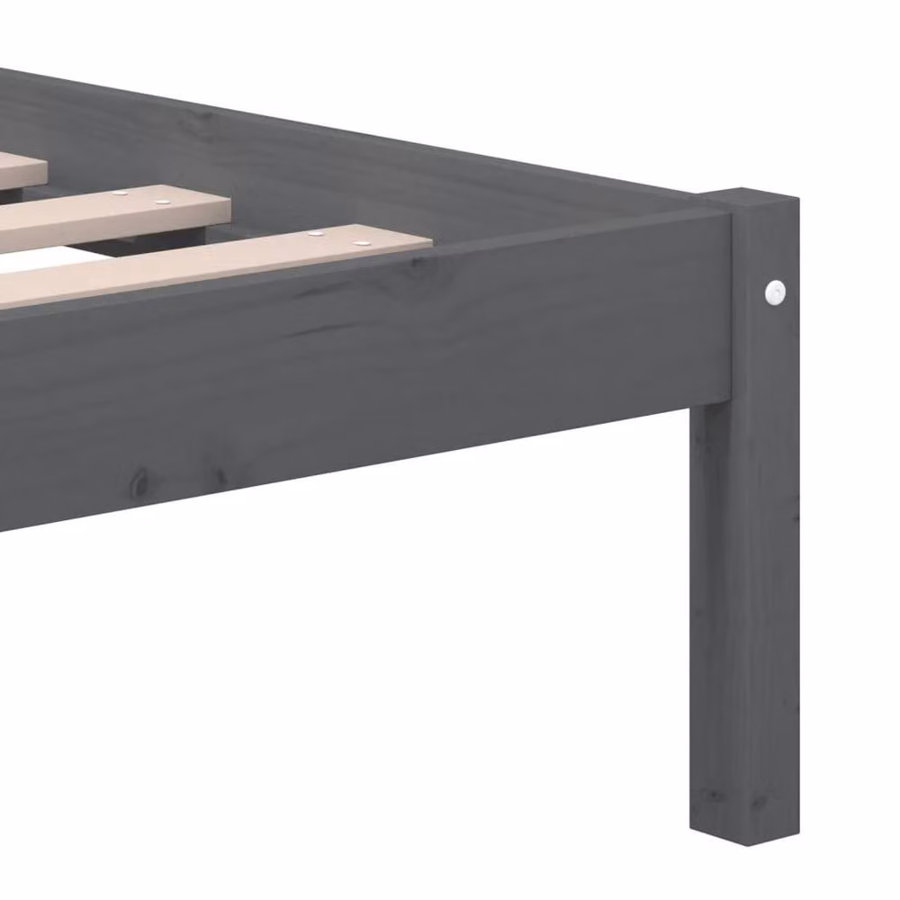 Berkfield Home Grey Solid Pine Wood Bed Frame W/D/H: 200 x 200 cm – 4