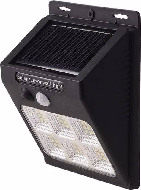 Livingandhome Solar LED Outdoor Wall Light with Motion Sensor in Black