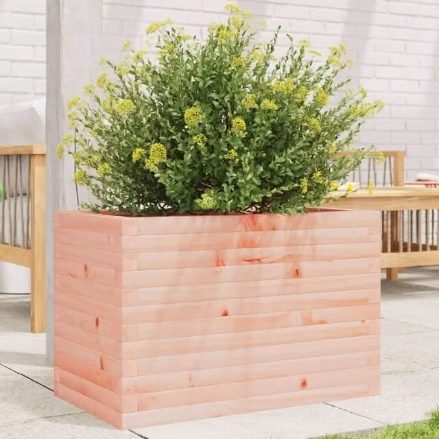 Berkfield Brown Solid Wood Douglas Garden Planter Tub W: 70 cm, D: 40 cm, H: 45.5 cm