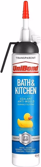 UniBond Mould Resistant Bath and Kitchen Silicone Sealant, Transparent, 208g