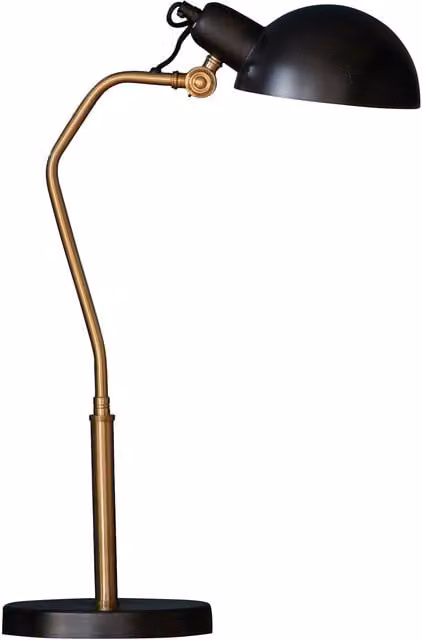 Loops Table Lamp in Satin Black and Gold Brass with E14 LED Bulb, H 63.0 cm x W 36.0 cm x D 36.0 cm