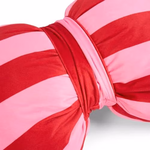 OHS Striped Bow Shaped Decorative Scatter Cushion in Red and Pink, W: 50 cm, H: 35 cm – 4