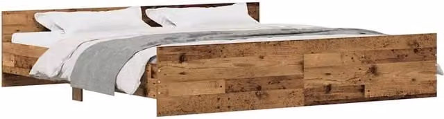 Berkfield Home Elegant Bed Frame in Brown Old Wood, W/D/H: 200 x 200 cm