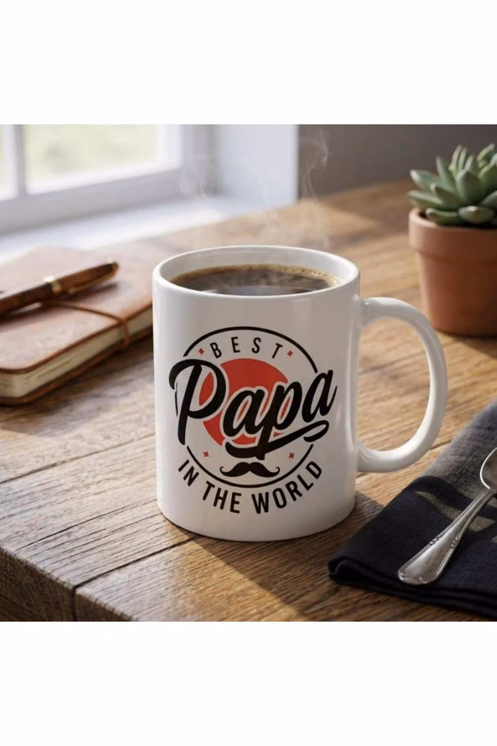 Dyzi Best Papa In The World Ceramic Coffee Mug, White – 2