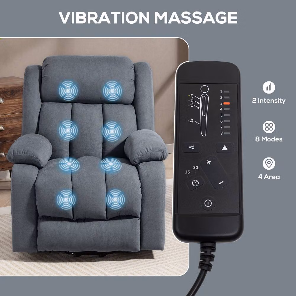 HOMCOM Power Lift Recliner Chair with Massage and Remote Control in Grey – 4