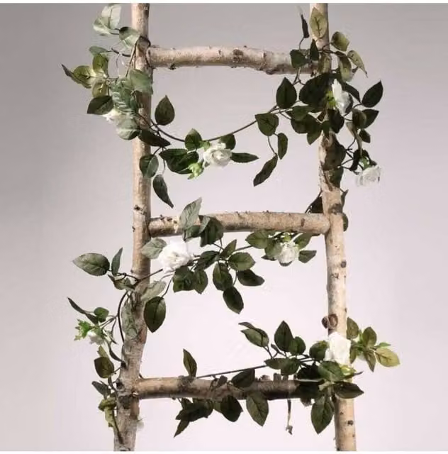KDMD White Rose Rattan Artificial Floral Arrangement for Weddings