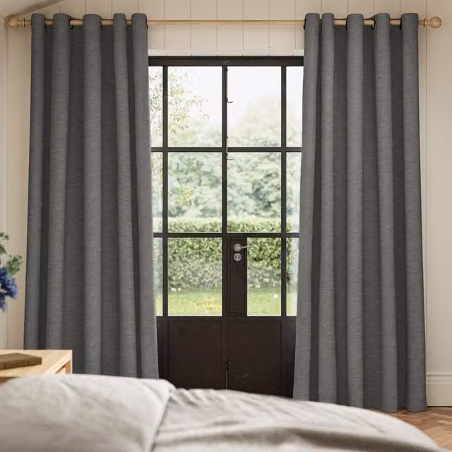 Ante Decor Concordia Made To Measure Blackout Eyelet Curtains in Graphite Grey