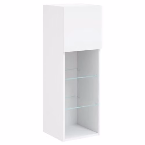 vidaXL Modern White Wall Mounted TV Cabinet with Integrated LED Lights, W/D/H: 30.5 x 30.0 x 90.0 cm