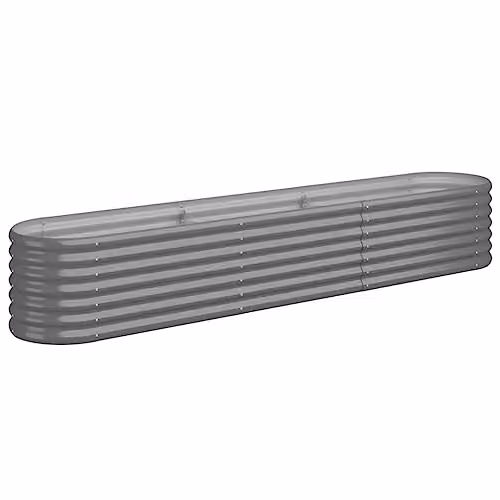 vidaXL Grey Galvanised Steel Raised Bed for Vegetable, Herb or Ornamental Gardens W: 224 cm, D: 40 cm, H: 36 cm – 1