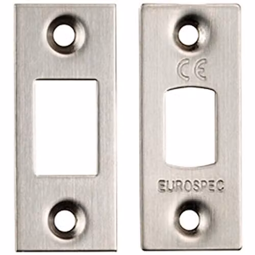 Loops Forend Strike and Fixing Pack for Tubular Deadbolts in Satin Stainless Steel Silver
