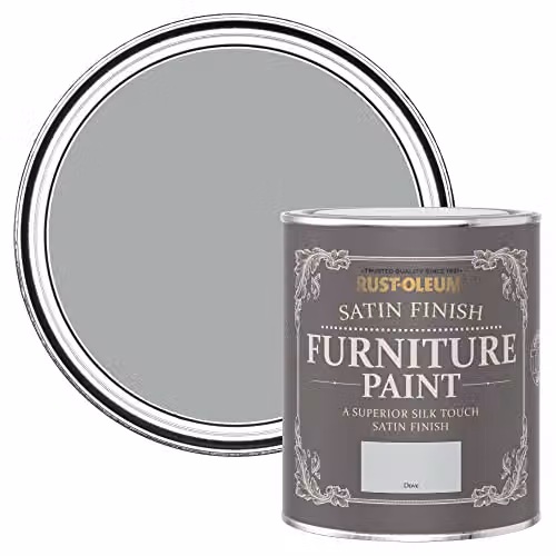 Rust-Oleum Water-Based Satin Furniture and Skirting Board Paint in Dove Grey, 750ml