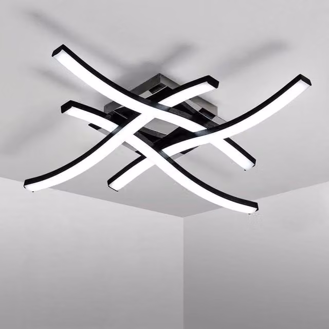 Pheashine Modern LED Ceiling Light, 24W, Black, Cool White 6500K, Length: 36 cm – 1