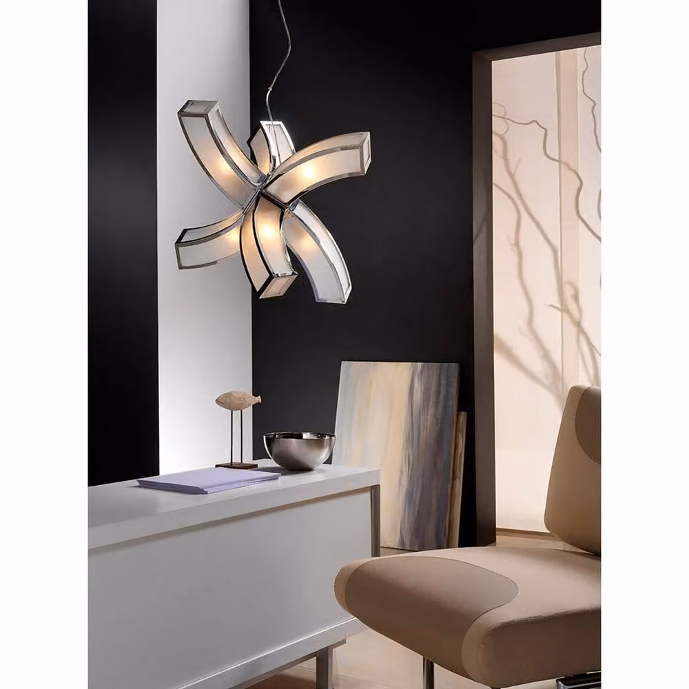 Netlighting Duna GU10 6-Arm Pendant Light in Polished Chrome and Grey – 2