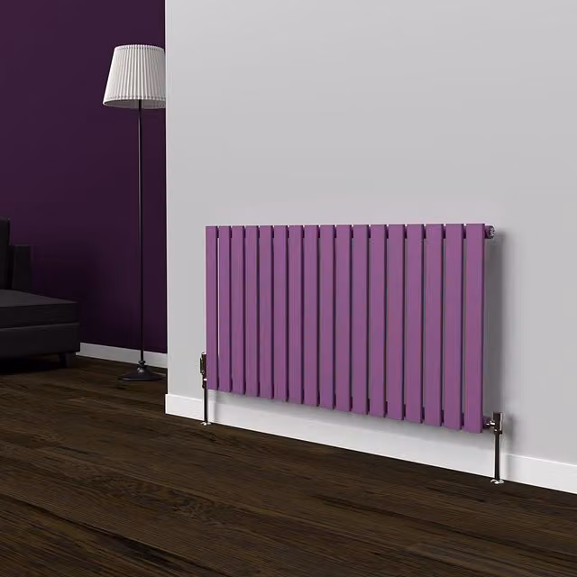 Lux Heat Flat Horizontal Single Coloured Radiator in Pretty Plum Purple, W: 119 cm, H: 60 cm