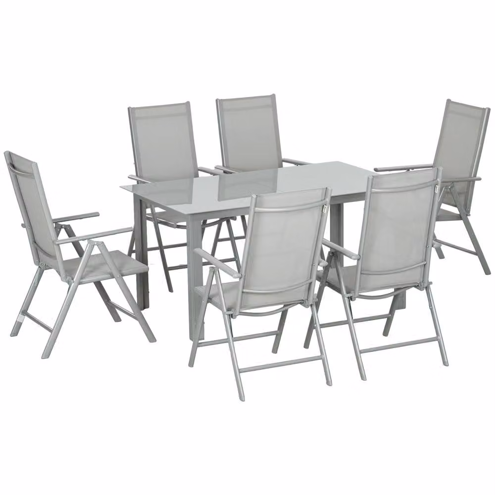 STILVORA Modern 6-Seater Dining Set with Reclining Chairs in Grey – 2