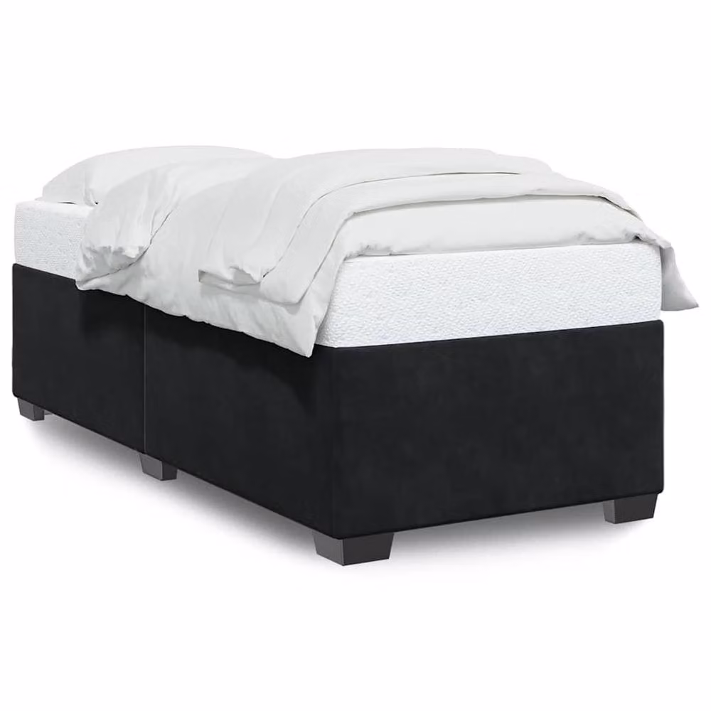 Berkfield Home Soft Upholstered Velvet Bed Frame in Black, Single, W/D/H: 90 x 190 cm – 3