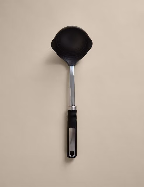 M&S Black Nylon and Metal Soft Grip Ladle with Hanging Loop