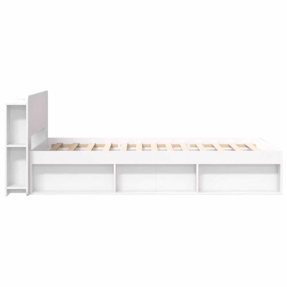 Berkfield Home Modern Bed Frame with Storage Drawers in White, W/D/H: 90 x 200 cm, Engineered Wood – 2