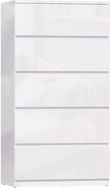 HOMCOM Modern 5-Drawer Glossy White Chest of Drawers with Soft-Close Drawers