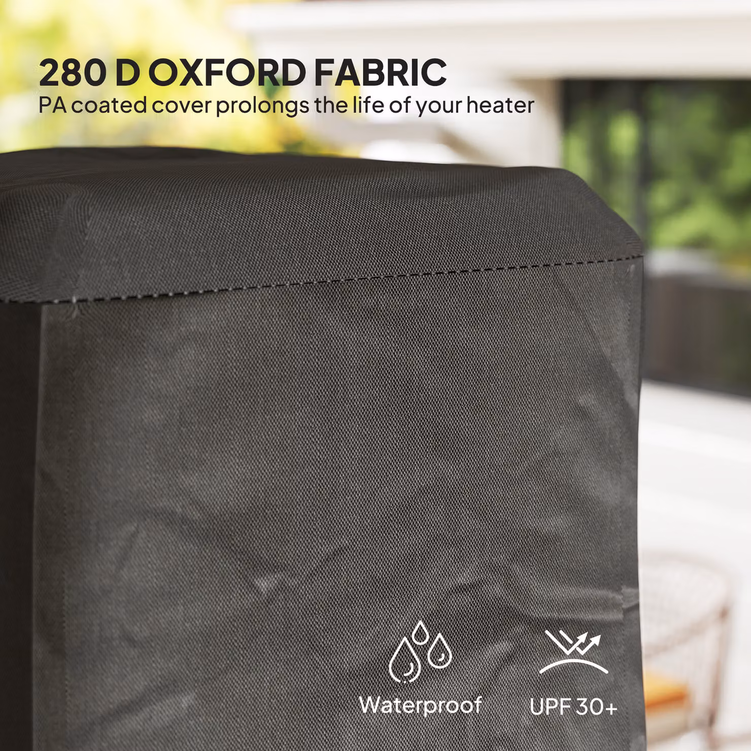 Outsunny Heavy Duty Gas Pyramid Patio Heater Cover in Black, UPF 30+ Oxford Fabric with Zipper, W/D/H: 53 x 53 x 227 cm – 4