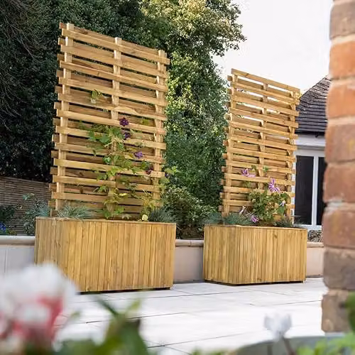 Forest Garden Brown Wood Living Screen Planter with Integral Trellis W: 90 cm, H: 180 cm – 3