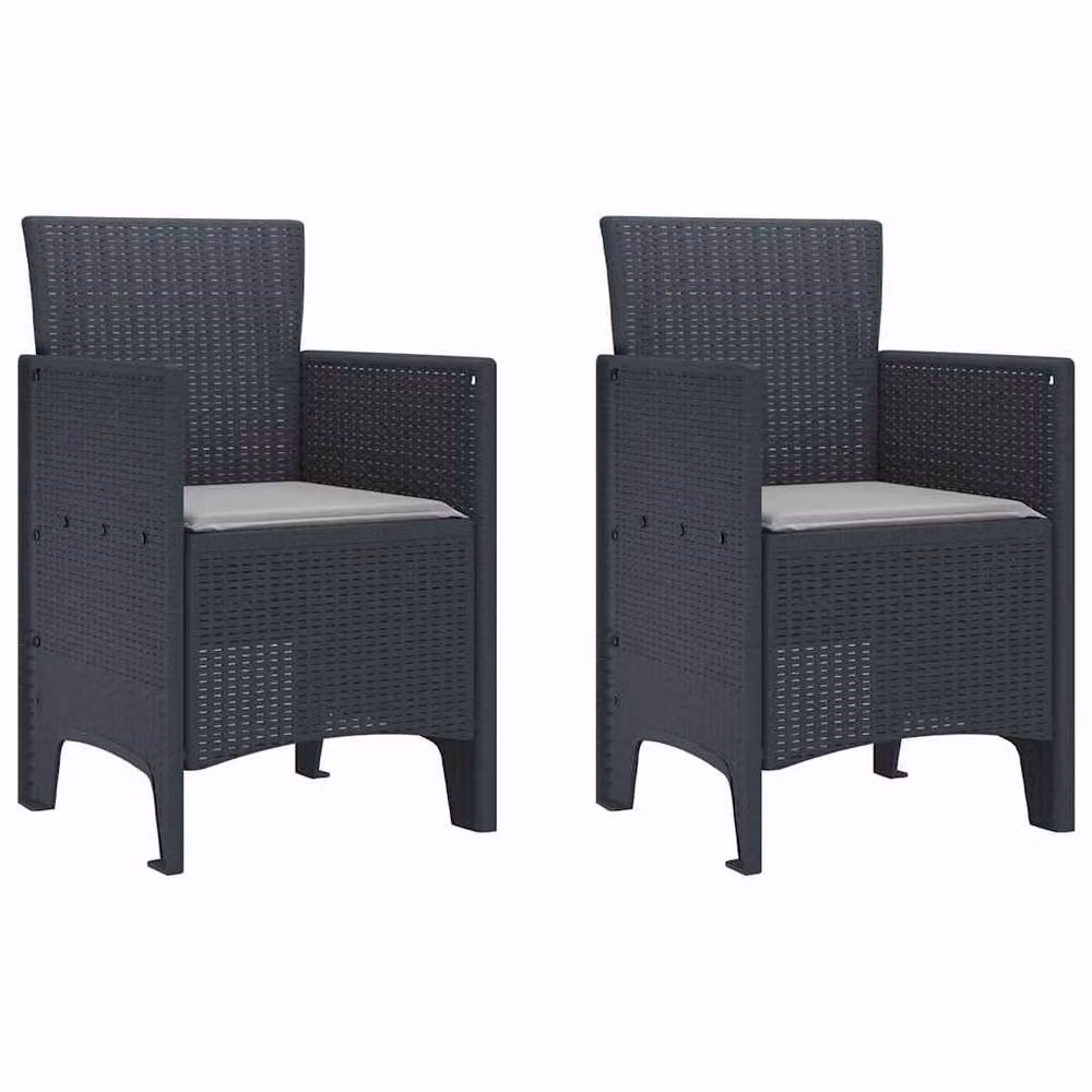 Berkfield Home Modern Garden Chair Set of 2 in Anthracite and Grey – 2