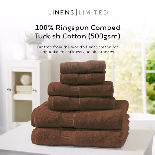 Linens Limited Turkish Cotton Bath Sheet, Brown, W/D/H: 125 x 70 x 18 cm – 2