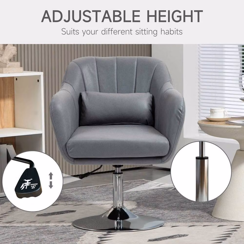 NESTLUNE Retro Swivel Tub Chair with Metal Frame in Grey – 3