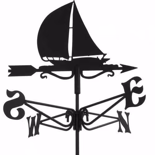 Buttercup Farm Mini Yacht Weathervane in Black Steel, W: 38 cm, D: 38 cm, H: 52 cm – 1