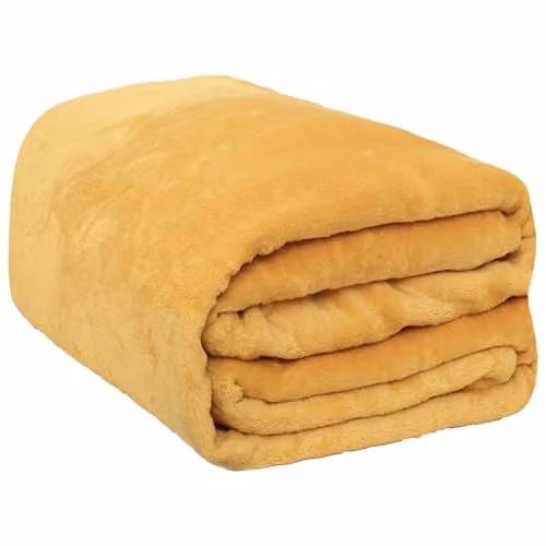 OHS Fluffy Flannel Fleece Throw Blanket in Yellow, W/D/H: 200 x 240 cm – 1
