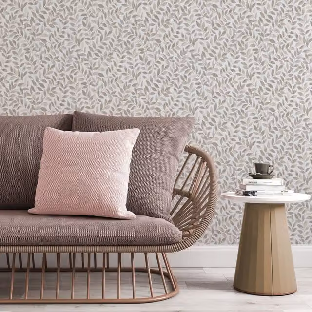 Erismann Botanical Floral Brown Pre-pasted Vinyl Wallpaper Roll