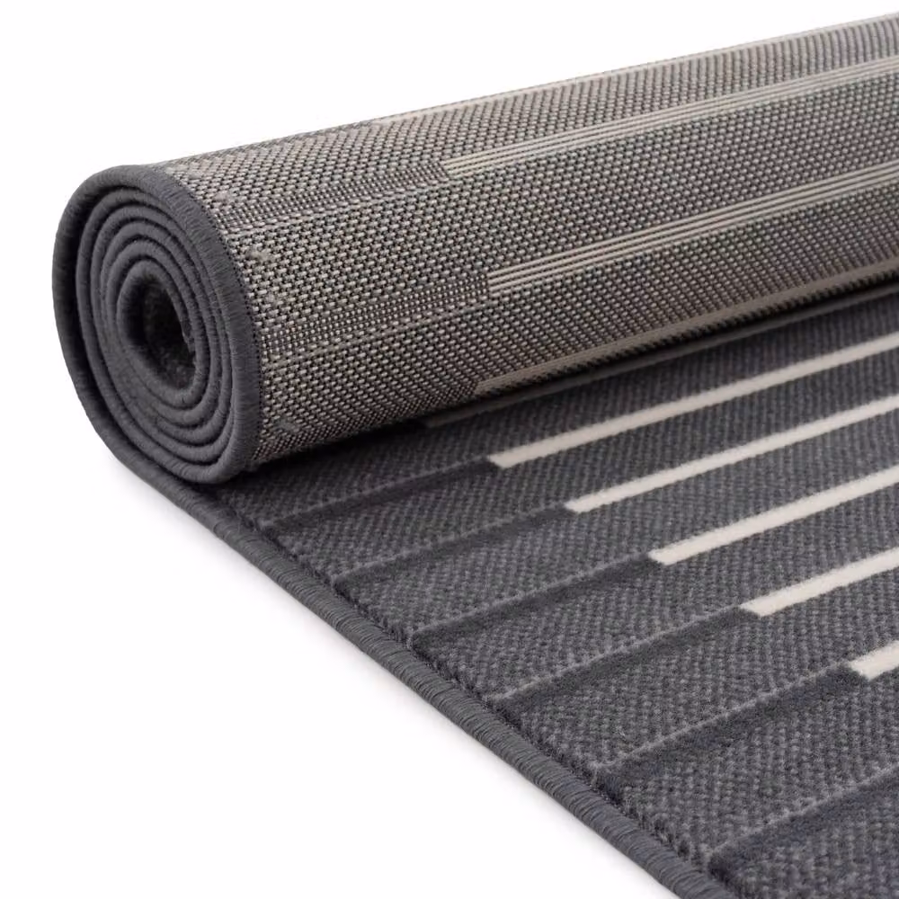 Kukoon Grey Striped Modern Hallway Runner Rug, W: 70 cm, L: 6400 cm – 4