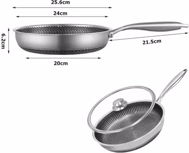 Kitchen Gizmos Non-Stick Triply Stainless Steel Frying Pan with Glass Lid, Silver, Diameter: 26 cm