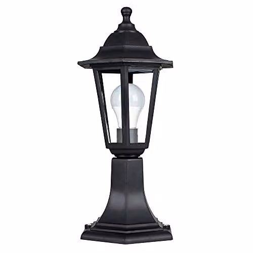 MiniSun Traditional Black Post Lantern with 6W Warm White LED Bulb, Mains Wired – 1